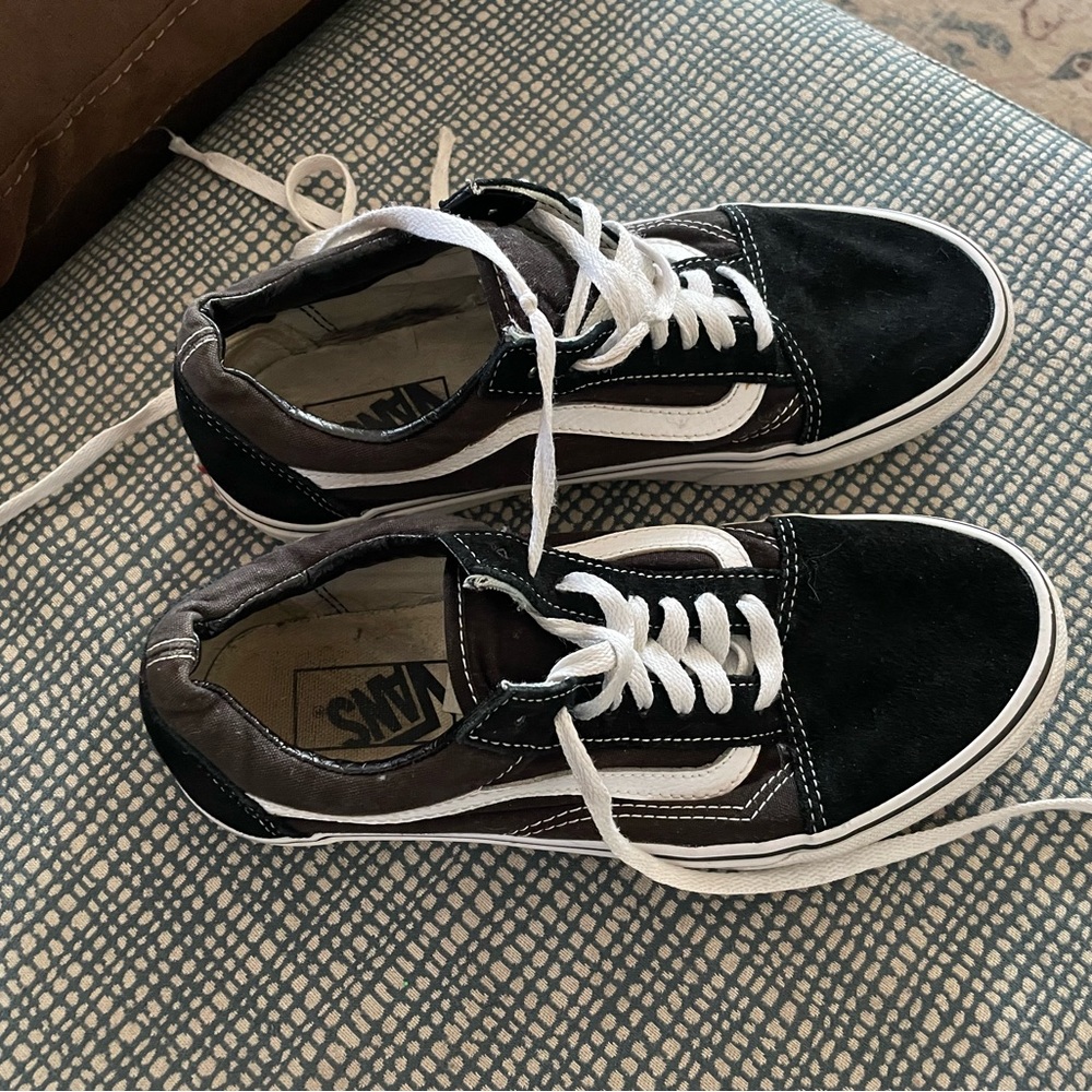 Vans Black and White Sneakers with Signature Stripe